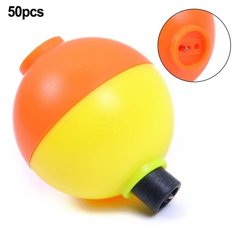 50Pcs Fishing Plastic Snapon Floats Pear Shaped Orange/Yellow Bulk Floats