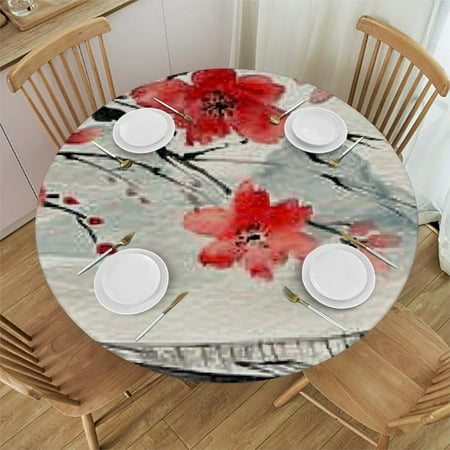 

Tllo0ord Bohemianl Circular Elastic Table Cover Multicolour Round Table Covers Stretchable Elastic Tablecloths Fit Outdoor/Indoor Tables 31-35