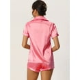 thumbnail image 3 of DARING DIVA Women's Satin Pajama Set Button Shirt and Shorts Loungwear Light Pinks XL, 3 of 6