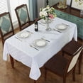 thumbnail image 2 of SASTYBALE White Tablecloth Jacquard Floral Polyester Table Cloth Spill Proof Wrinkle Resistant Table Cover for Kitchen Dining Parties Tabletop(Rectangle/Oblong,52"x 70"(4-6 Seats), 2 of 7