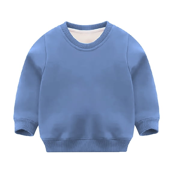 GiLiling Kids Cotton Sweatshirt, Toddler Long Sleeve Crewneck Pullover, Thin Lightweight Sweatshits for Boys and Girls, Everyday Casual Top (Blue, 18-24 Months)