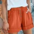 thumbnail image 6 of JINMGG Shorts for Women Clearance $5 Women's Solid Casual Loose Pockets Short Pants Orange XXXL, 6 of 7