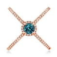 thumbnail image 2 of Gem Stone King 1.52 Ct Round London Blue Topaz 18K Rose Gold Plated Silver Criss Cross X Ring (Size 5), 2 of 5