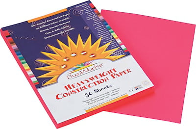 50 Sheets Pacon Corporation Sunworks 9x12 Hot Pink Construction Paper 