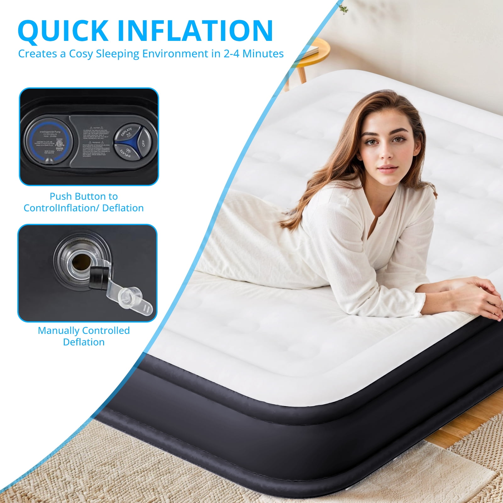 Bigleap Air Mattress Queen with Built in Pump, 18-Inch Raised Inflatable Blow up Camping Bed