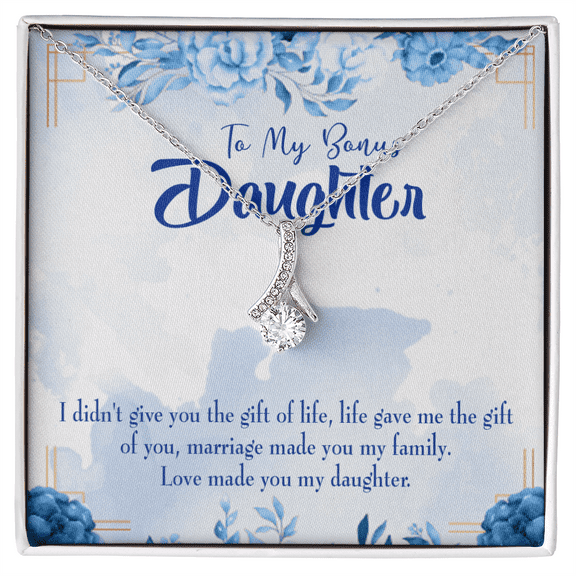 To My Daughter Bonus Daughter Alluring Ribbon Necklace Message Card