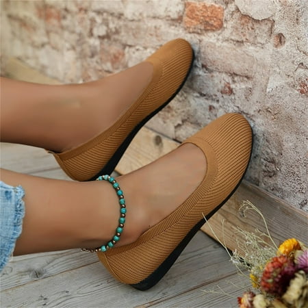 Women s Flats | Ballet Flats for Women | Flat Shoes | Dressy Shoes for Women | Round Toe Flats | Soft Leather Shoes Women Brown 6.5