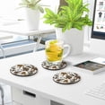 thumbnail image 7 of GZHJMY Cow Print Round Coaster, 4 Pcs Heat Resistant Absorbent Drink Coaster for Kitchen Bar Cafe Decor, 7 of 7