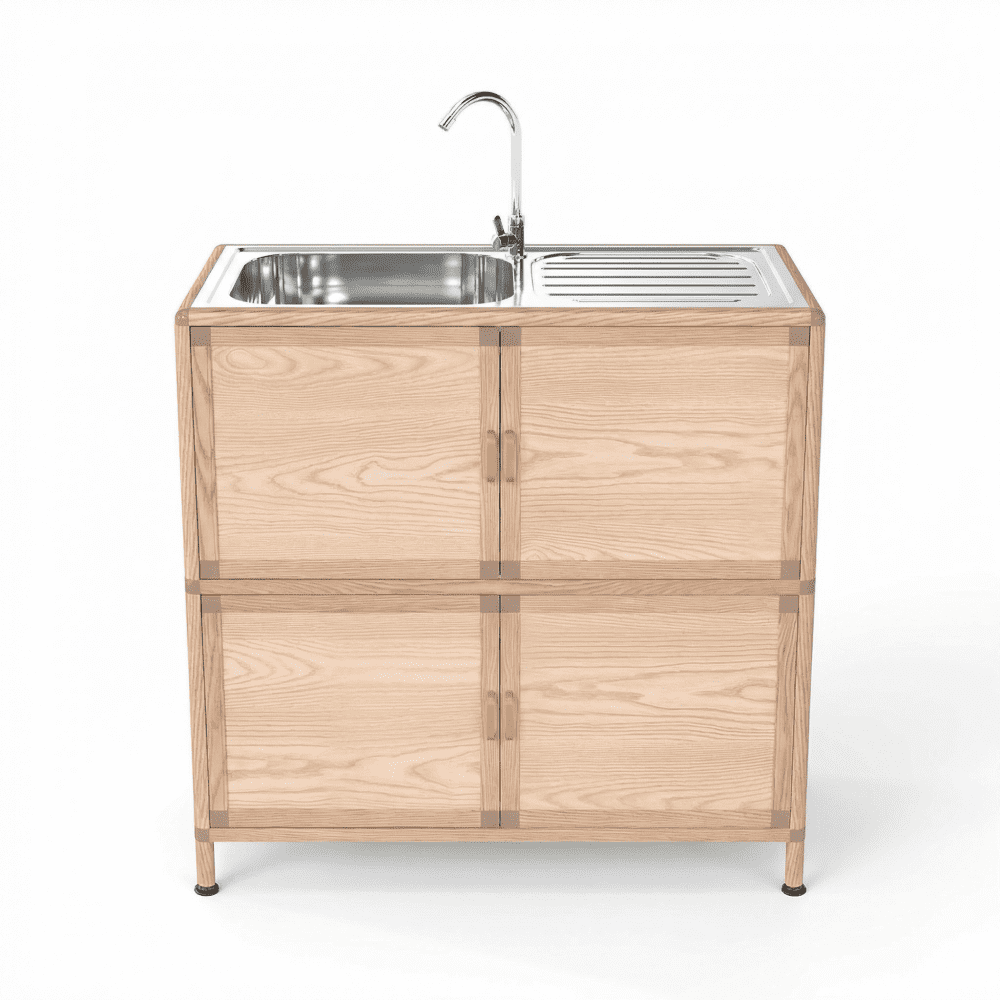 Freestanding Stainless Steel Utility Sink with Cabinet, Laundry & Outdoor Sink Station (32.68"D x 16.93"W x 32.68"H)