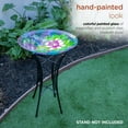 thumbnail image 2 of Alpine Corporation 18" Lotus Dragonfly Painted Glass Birdbath Bowl, Multicolor, 2 of 10