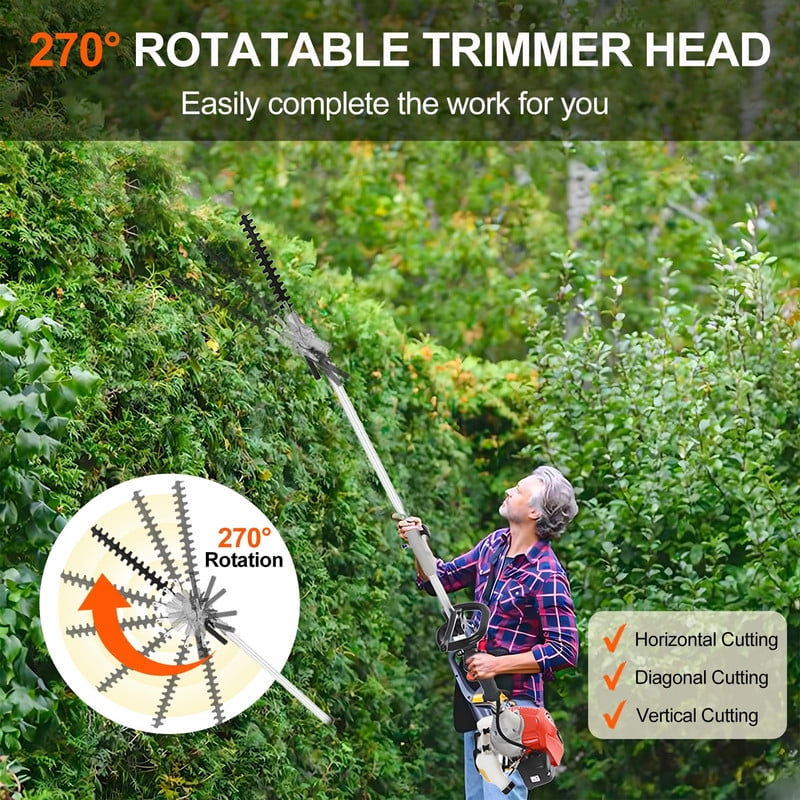 Floseru Powerful Gas String Trimmer,Full Functioning Guard Accessories Hedge Trimmer String Trimmers Lawn Mower 52CC Petrol Hedge Trimmer Chainsaw Brush Cutter