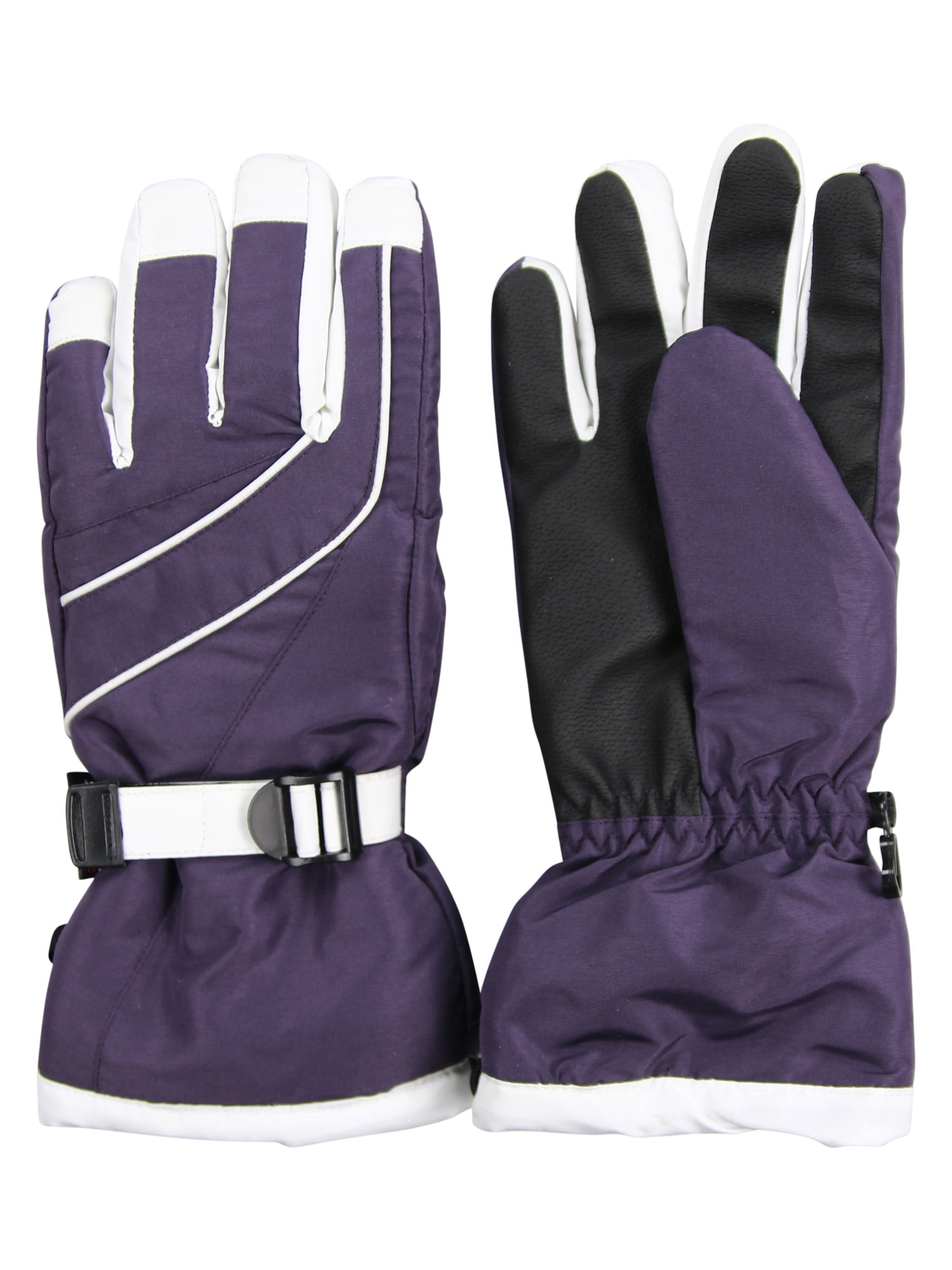 purple ski gloves