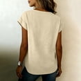 thumbnail image 7 of Daiosportswear Summer Women'S V-Neck Loose Solid Color Pullover Wrap Top Shirt,Linen Top Beige-A L(L), 7 of 7