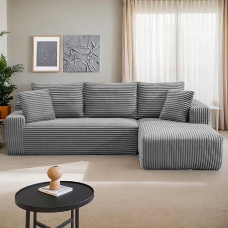 MEISIMAN 106'' L Shaped Couch, Deep Seat Sofa Cloud Couch with Chaise & Pillows, Modular Sectional Sofa - Cloud Sectional Couches for Living Room and Bedroom, No Assembly Required