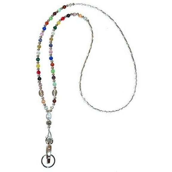 Hidden Hollow Beads Multi Cancer Awareness Women's Beaded Fashion Lanyard 34 in