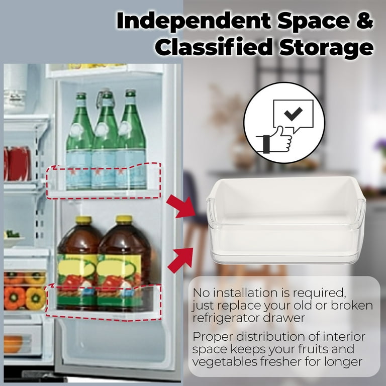KOJEM Right Side Refrigerator Door Shelf, White, Compatible with