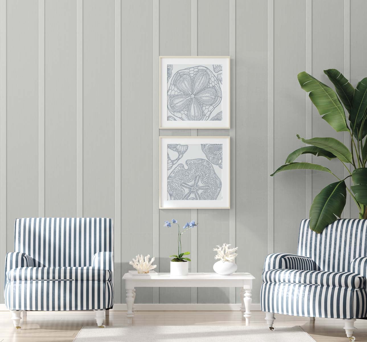 NextWall Harbor Grey Faux Board & Batten Peel and Stick Wallpaper