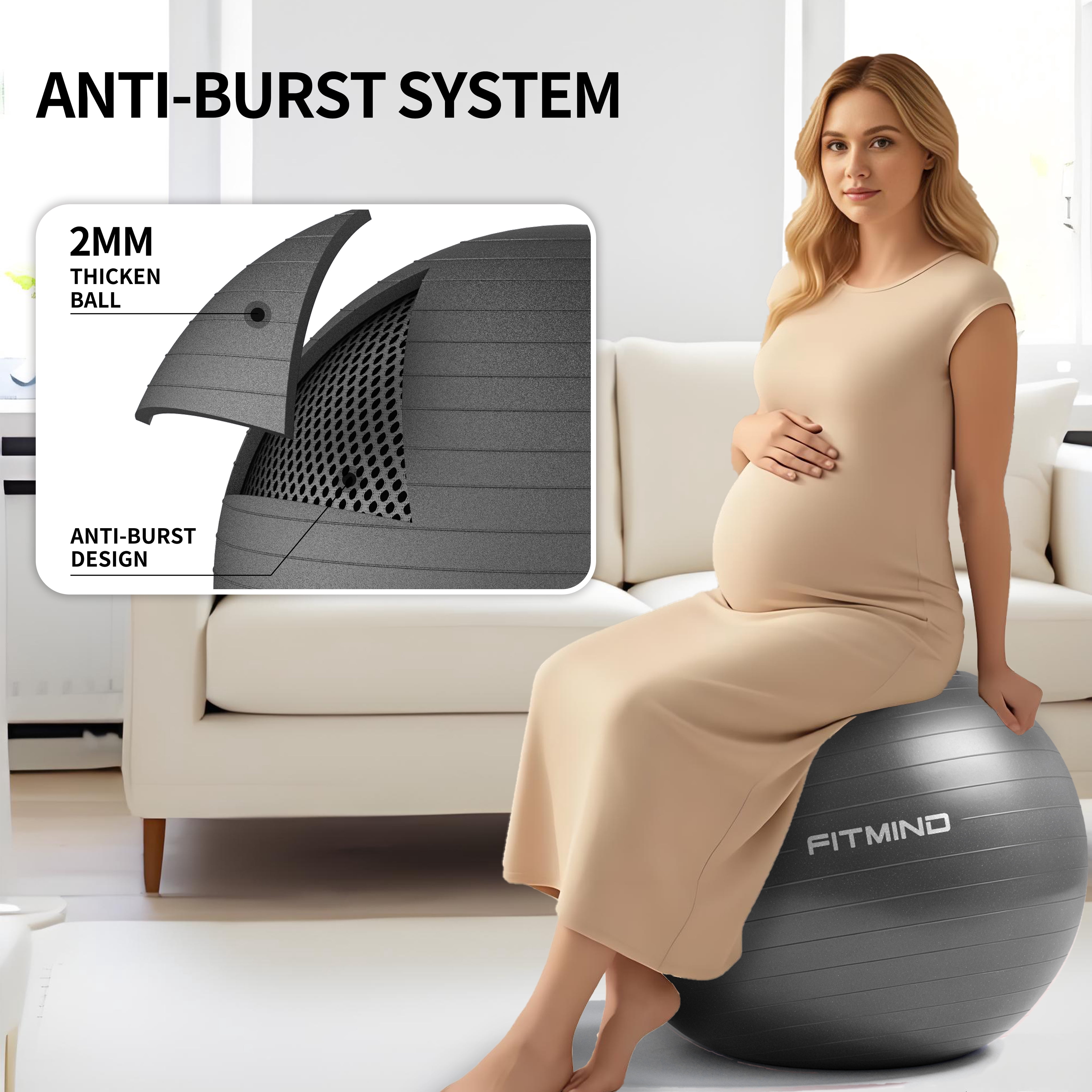 FITMIND Exercise Balls Set 26"& 10" for Yoga and Pilates, Anti-Burst, Parent-Baby Hours, Hand Pump, Black
