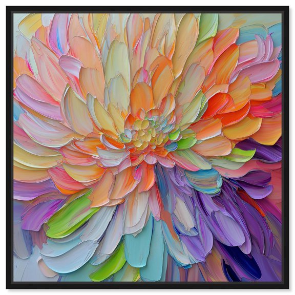 Prismatic Petal Canvas Modern Abstract Art by Art Remedy, Black Frame, 12" x 12"