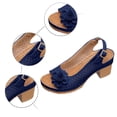 thumbnail image 6 of Xijirk Women Sandals High Block Heels Fish Mouth Flowers Design Summer Casual Ankle Strap Hollow Out Platform Wedge Women Sandals for Fashion,Blue,8.5, 6 of 8