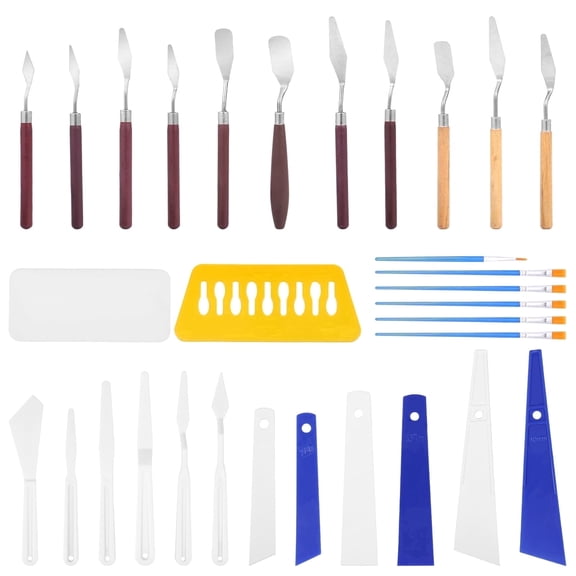 TMWEFUSC Oil Paint Scraper and Brush Set Art Brush with Palette Knife & Scraper, Multicolor, 31 Count