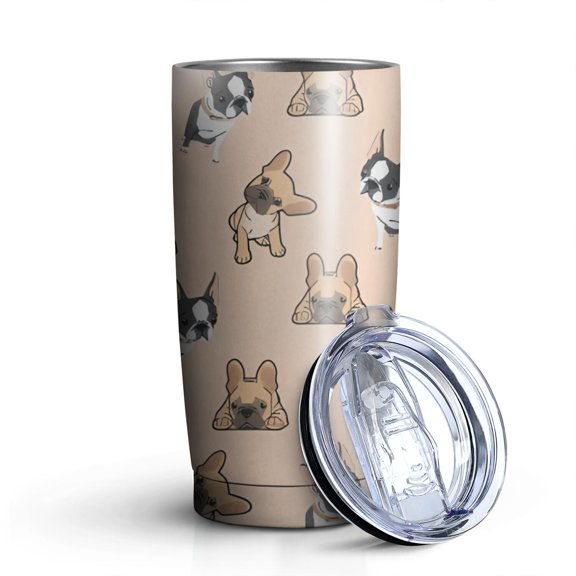 20oz Tumblers French Bulldog Dog Stainless Steel Vacuum Insulated Double Wall Travel Tumbler Cups Mug with Lid and Straw,Cleaning Brush for Cold & Hot Drinks