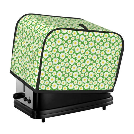 

KLL Daisies Flowers Print 2 Slice Toaster Dust Covers Kitchen Small Appliance Cover with 2 Pockets Can hold Jam Spreader Knife & Toaster Tongs (11.4 x 7.9 x 7.5)
