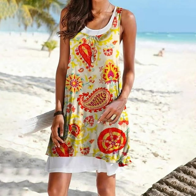 LOVZFMLL Robes Femmes Imprimé Coloré Réfléchissant Robe à Bretelles Slim Sac Robe à Bretelles