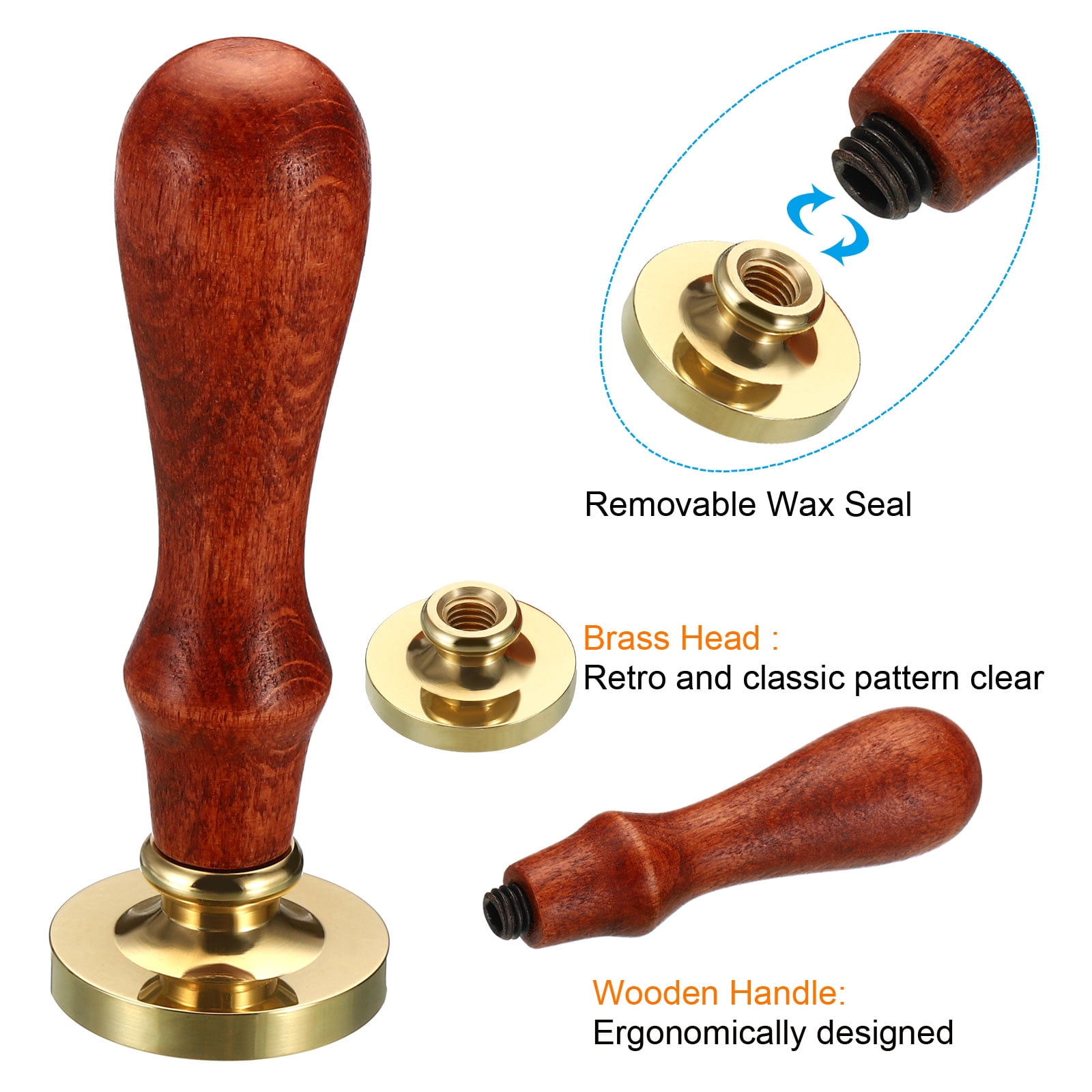 Unique Bargains Round Blank Wax Seal Stamp with Removable Brass Head 1.18"
