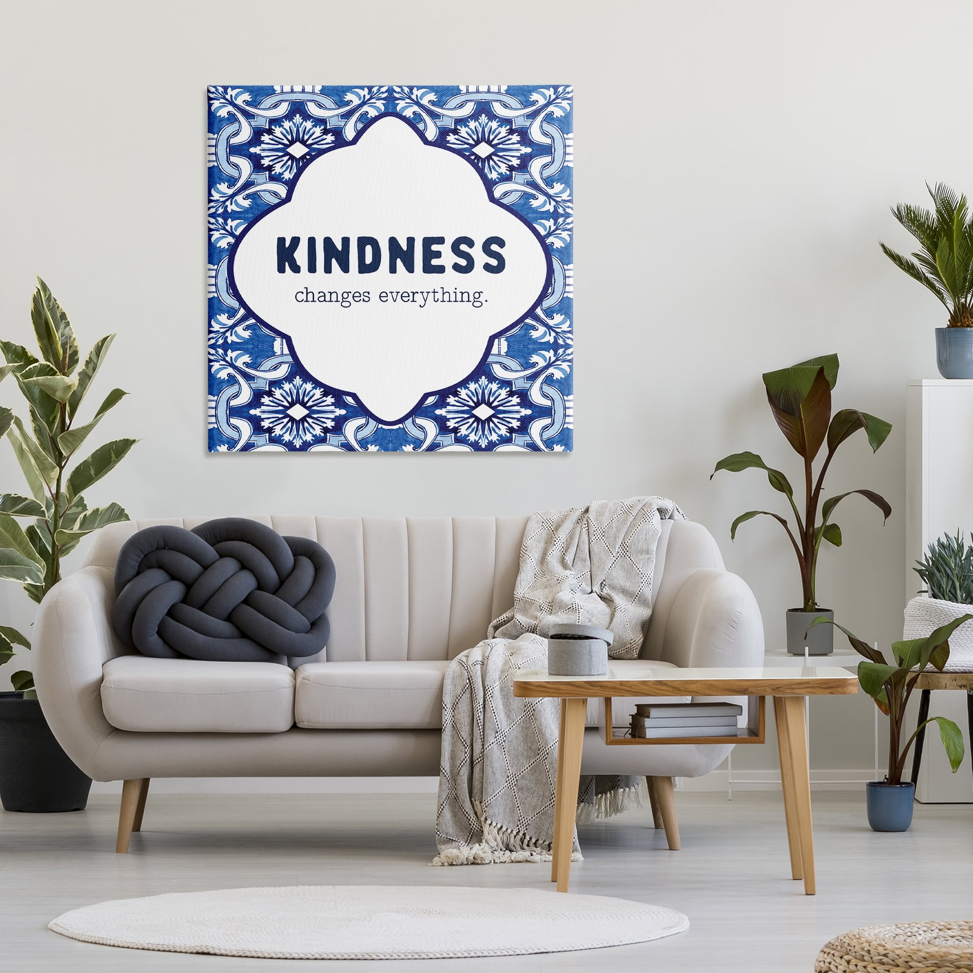 Patterned Kindness Changes Everything Canvas Wall Art, design by Lettered and Lined