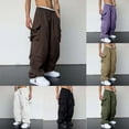 thumbnail image 4 of Mens Cargo Parachute Pants Streetwear Vintage Y2k Hip Hop Wide Leg Sweatpants, 4 of 8