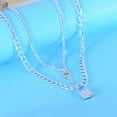 thumbnail image 3 of Soumake Women Necklace Smooth Two Layers Key And Lock Pendant Hollow Chain Retro Stainless Individual Clavical Necklace Neck Decoration Jewelry, 3 of 7