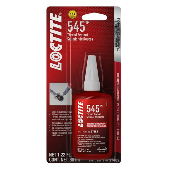 Sellador de roscas Loctite 545, botella neumática/hidráulica de 36 ml