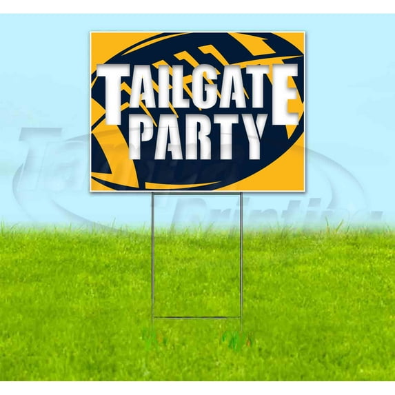 Tailgate Party Chargers (18" x 24") Yard Sign, Includes Metal Step Stake
