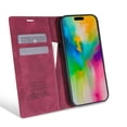 thumbnail image 2 of for iPhone 16 Pro Wallet Case Cover, Luxury Wallet Case with Card Holder Magnetic Clasp Kickstand PU Leather Folio Protective Phone Case for iPhone 16 Pro, Winered, 2 of 11