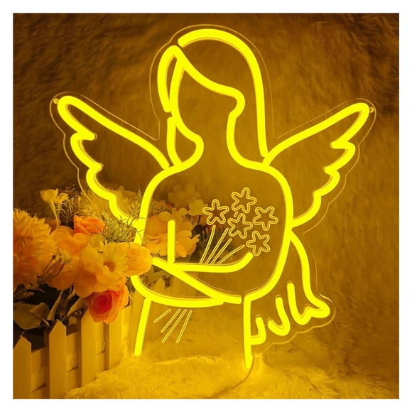 Letrero De Neón De Ángel Con Luz LED Regulable, Alimentado Por USB Para Dormitorio, Hogar, Bar, Fiesta, Sala De Juegos O Club Decoración 37cmx32.5cm