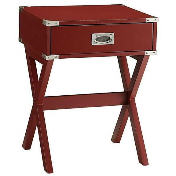 Modern Red X-Shape Wooden Storage End Table