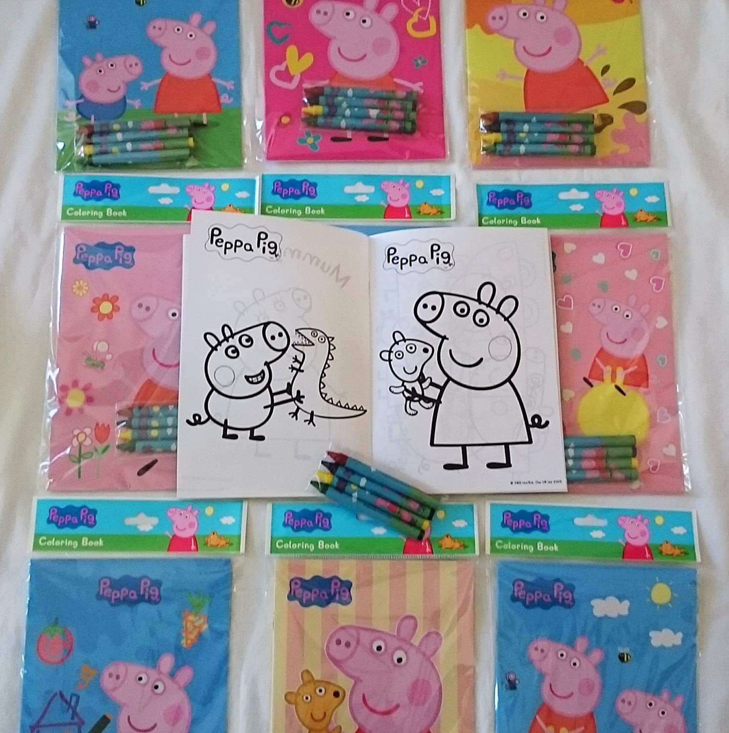 Download 12 Sets Of Peppa Pig Coloring Books And Crayon Set Kids Party Favors Bag Filler Supply Walmart Com Walmart Com