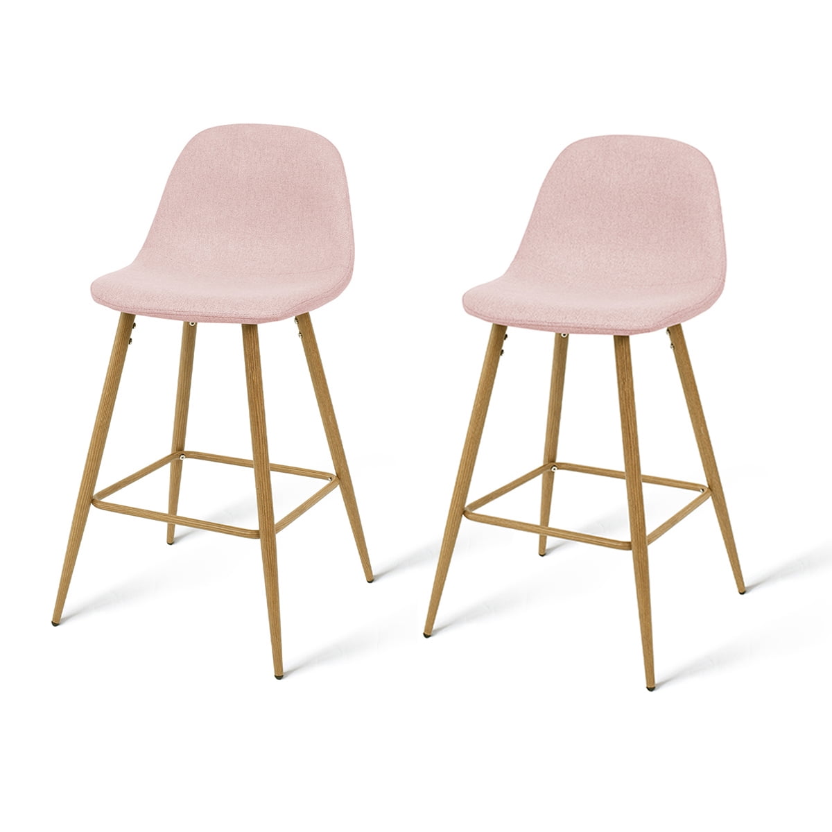 Kepooman 36" Modern Design Bar Stools Set of 2, Ergonomic Linen Armless Counter Height Barstool for Bar Counter, Home and Kitchen Island, Pink Kepooman 36" Modern Design Bar Stools Set of 2, Ergonomic Linen Armless Counter Height Barstool for Bar Counter, Home and Kitchen Island, Pink