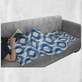 thumbnail image 6 of Ikat Soft Flannel Fleece Throw Blanket, Ikat Damask Linked Motifs Pattern Blurry over Finer Tied Warp and Weft Yarns Design, Cozy Plush for Indoor and Outdoor Use, 50" x 60", Blue White, by Ambesonne, 6 of 6