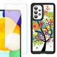 thumbnail image 1 of Shockproof Bumper (Black Frame) phone Case for Samsung Galaxy A23 5G, with Tempered Glass Screen Protector, by OneToughShield ® - Colorful Tree, 1 of 4