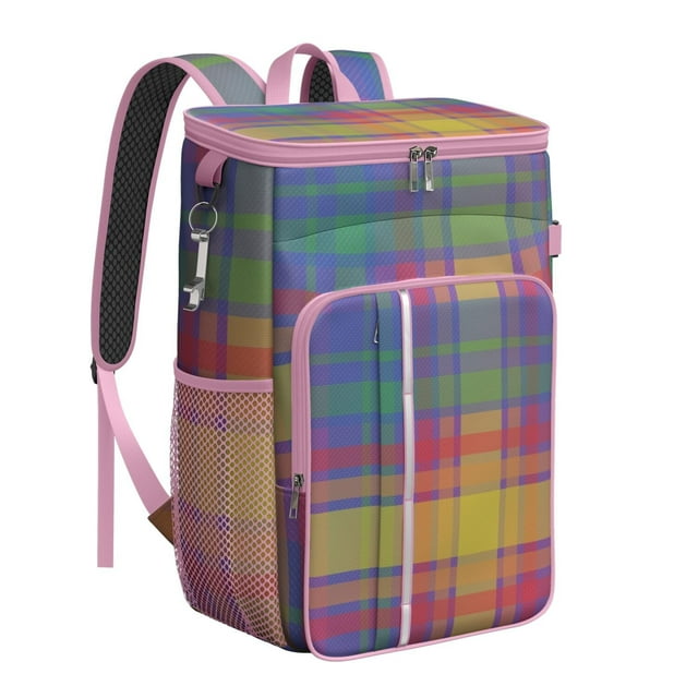 Vintage Checkered Cooler Backpack - 20L Insulated Soft Cooler Bag with Long-Lasting Cold Retention for Camping