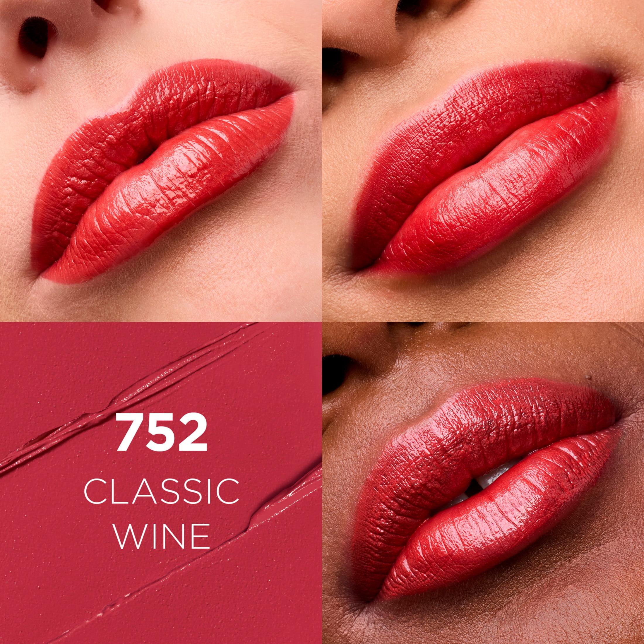 (4 pack) L'Oreal Paris Colour Riche Original Satin Lipstick for Moisturized Lips, 752 Classic Wine
