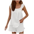 thumbnail image 2 of Économies à Durée Limitée, Mode Femme Col Rond, Manches Courtes Unies Décontractées, Ensembles de Shorts de Sortie, Ajustement Confortable, Tenue Polyvalente, Usage Quotidien, Ceinture Élastique, Tissu Extensible Élégant et Chic, 2 of 8