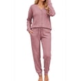 thumbnail image 6 of UVN Pajamas Sets for Women Long Sleeve Button Down Tops and Pants 2 Piece Outfit Fall Sleepwear Pjs Lounge Sets with Pockets, 6 of 9