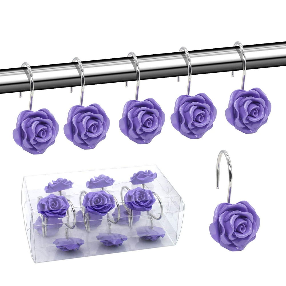 Coolmade Shower Curtain Hooks, Home Decorative Rustproof Shower Curtain ...