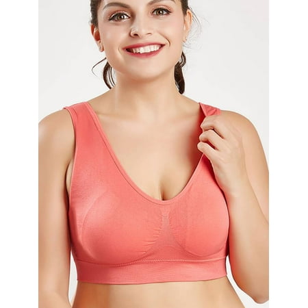

DYMADE Womens Plus Size Solid Color Plus Size Large Sports Bra Cup Tops