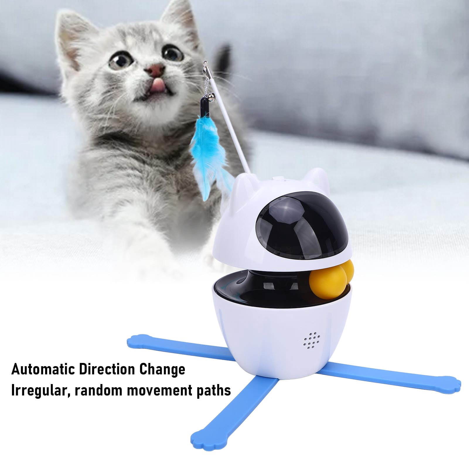BIMZUC Interactive Cat Toy 3 Rotation Modes Smart Automatic Cat Exercise Toy for Multi Cat Homes Rechargeable Motion Activated Light Beam Chaser White