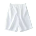 thumbnail image 4 of DBAIXID Womens Shorts Plus Size Lightweight Wide Straight Leg Trendy athletic Knee Length Pleated Shorts with Pockets Stretch Elastic High Waisted Summer Bermuda Shorts White XL, 4 of 5