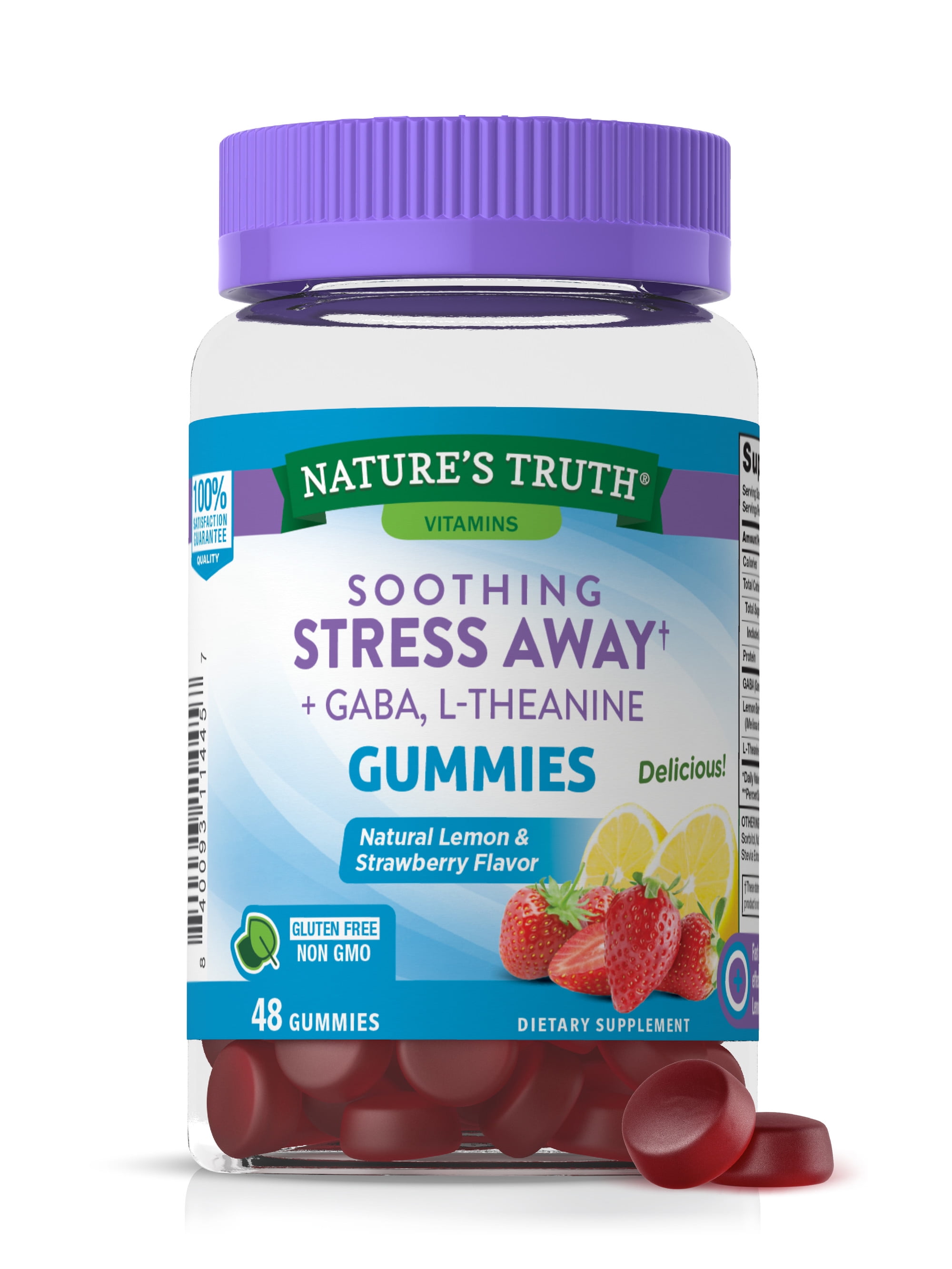 Stress Relief Gummies with Gaba and L Theanine 48 Lemon Strawberry